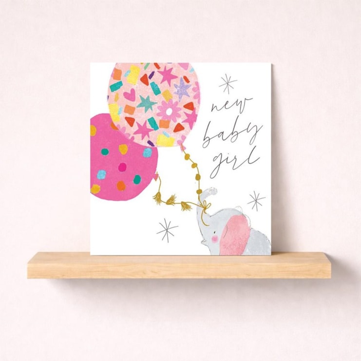 New Baby Card - Baby Girl Elephant