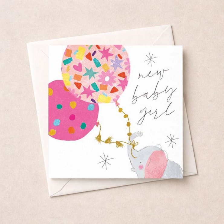New Baby Card - Baby Girl Elephant