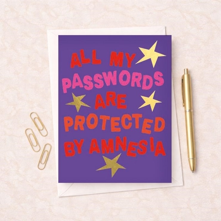 Open Card - All My Passwords Are Protected By Amnesia