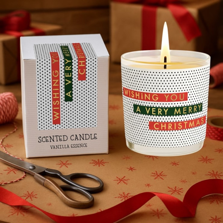 Vanilla Scented Christmas Candle - Wishing You A Very Merry Christmas