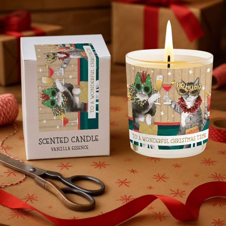 Vanilla Scented Christmas Candle - Party Cats