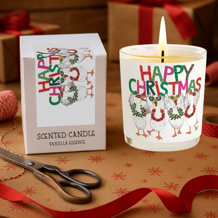Vanilla Scented Christmas Candle - Happy Christmas Geese
