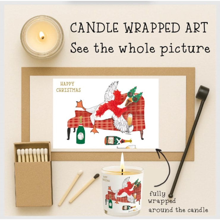 Vanilla Scented Christmas Candle - Goose Drinking Champagne