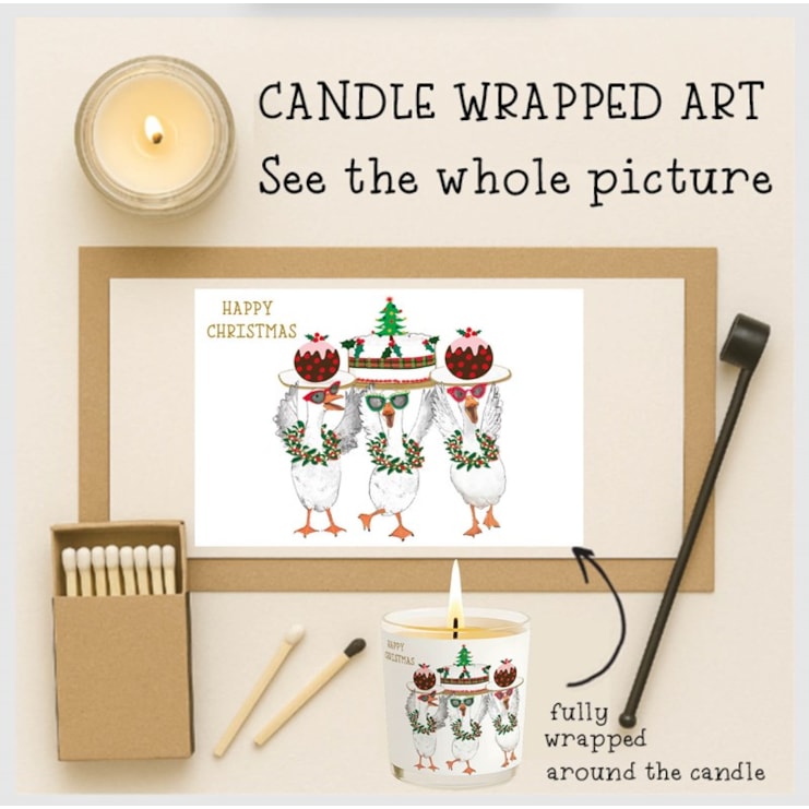 Vanilla Scented Christmas Candle - Geese With Christmas Pudding