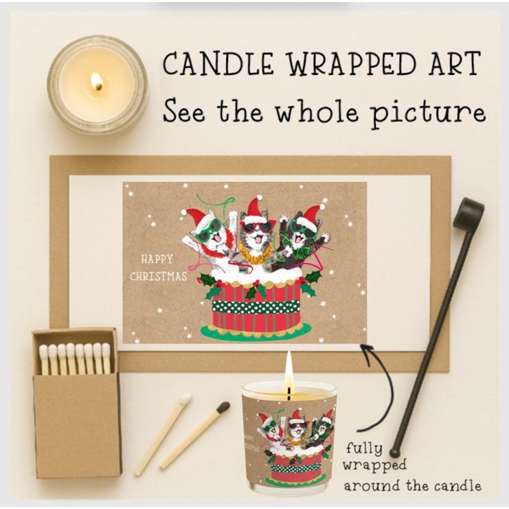 Vanilla Scented Christmas Candle - Christmas Cats In A Cake
