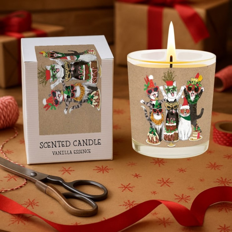 Vanilla Scented Christmas Candle - Christmas Cats