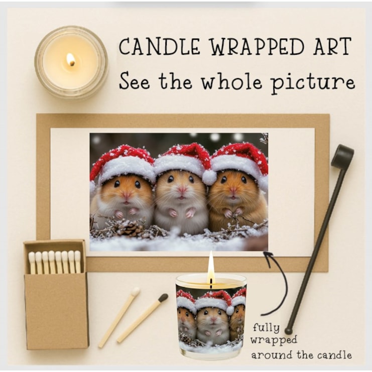 Vanilla Scented Christmas Candle - Hamsters In Christmas Hats