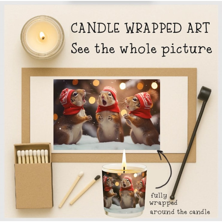 Vanilla Scented Christmas Candle - Caroling Squirrels Vanilla Scented Christmas Candle - Caroling Squirrels