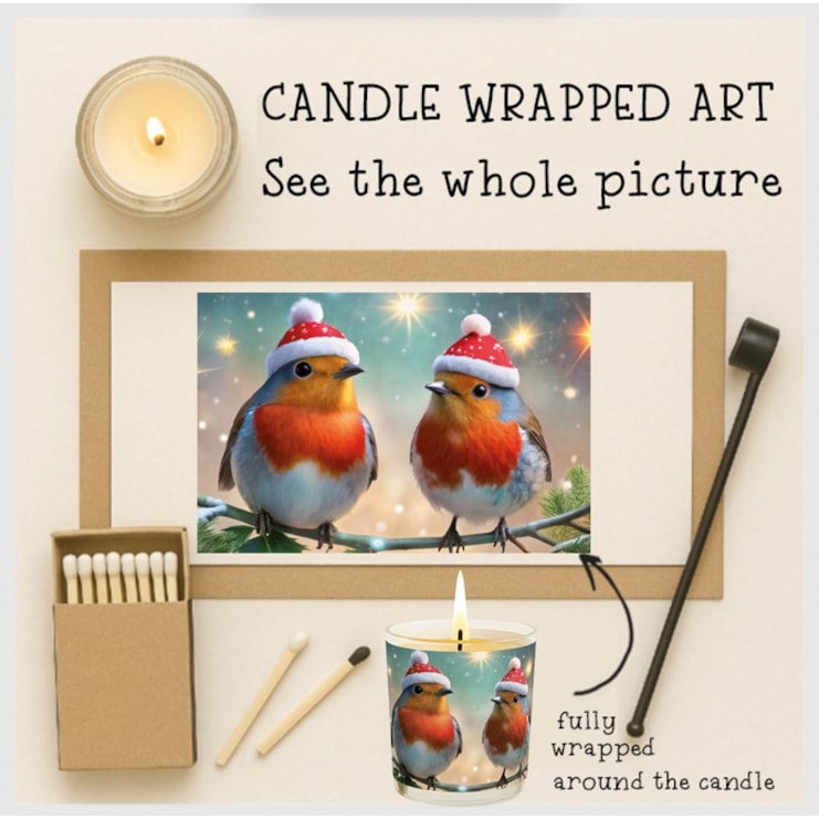 Vanilla Scented Christmas Candle - Robins In Santa Hats