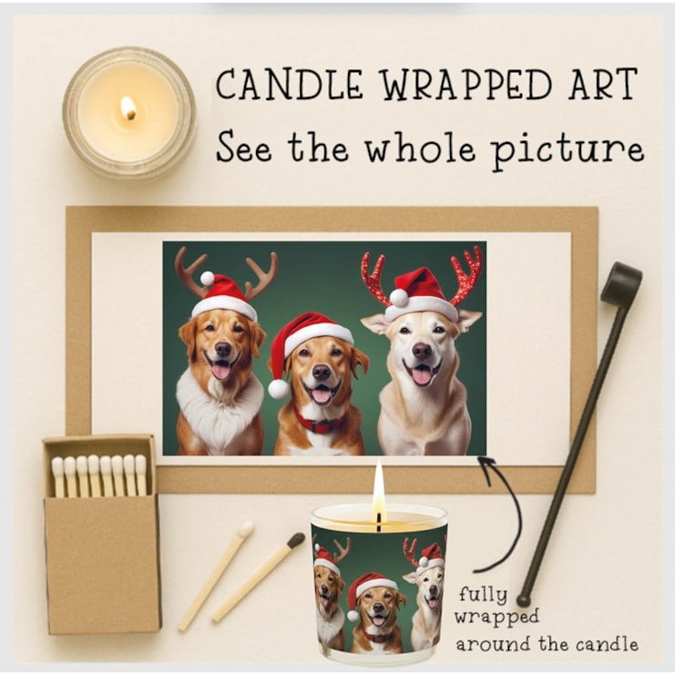 Vanilla Scented Christmas Candle - Dogs In Santa Hats Vanilla Scented Christmas Candle - Dogs In Santa Hats