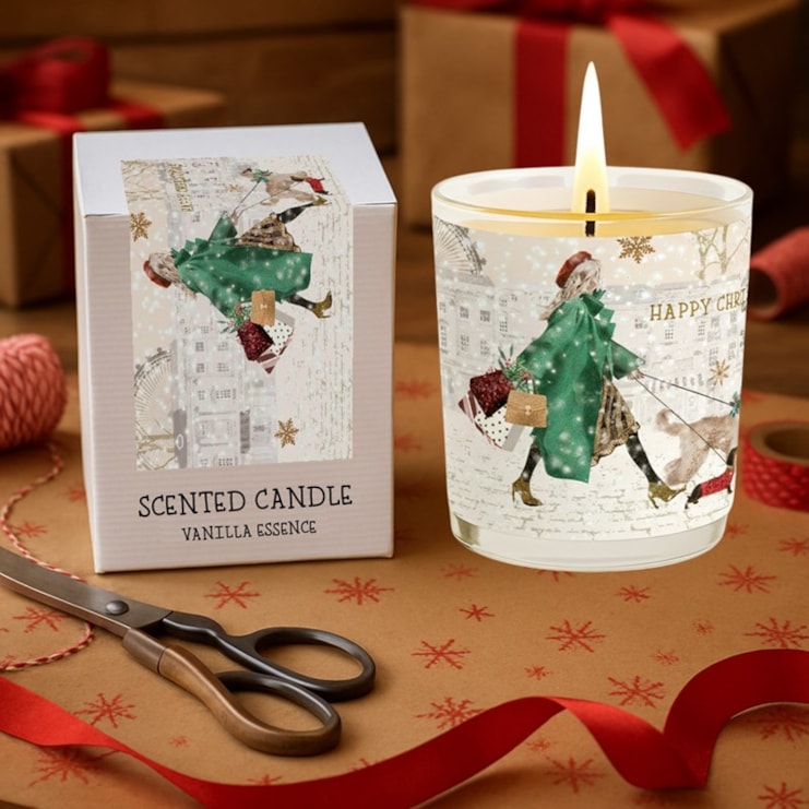 Vanilla Scented Christmas Candle - Christmas Dog Walking Vanilla Scented Christmas Candle - Christmas Dog Walking