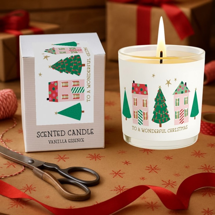 Vanilla Scented Christmas Candle - Christmas Trees & Houses