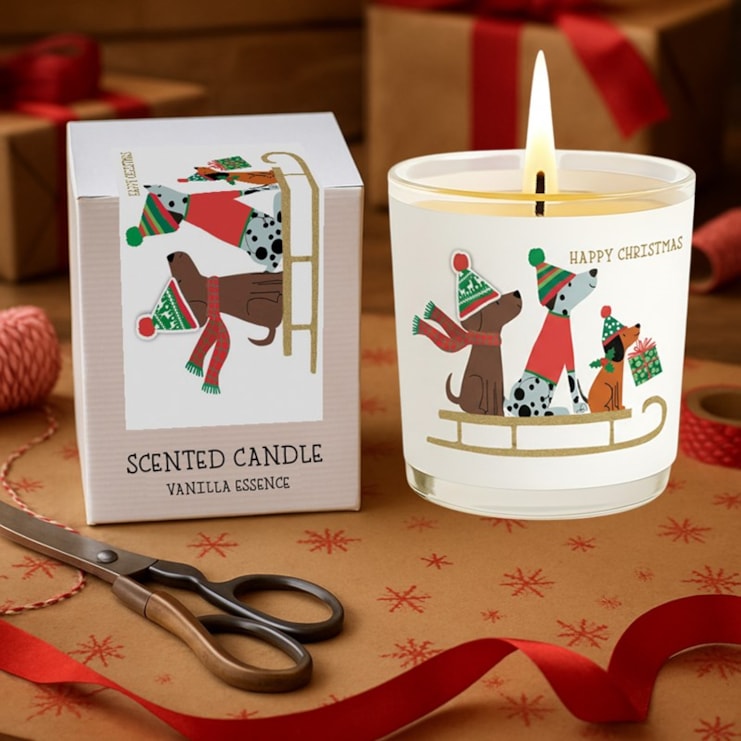 Vanilla Scented Christmas Candle - Dogs On A Sleigh