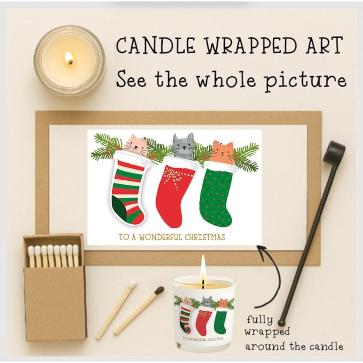 Vanilla Scented Christmas Candle - Cats In Christmas Stockings
