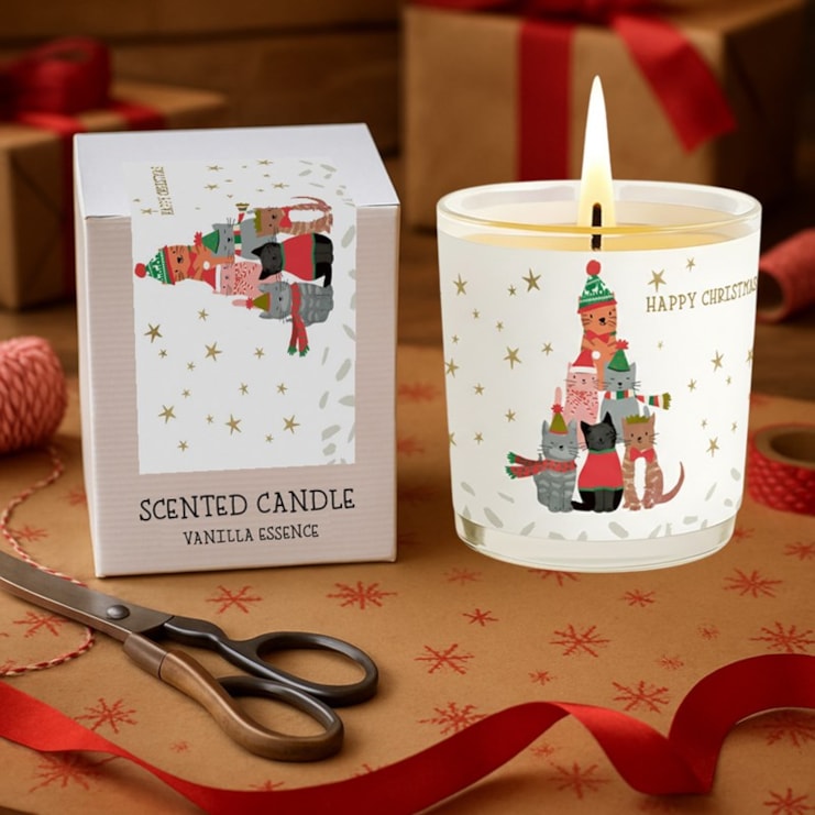 Vanilla Scented Christmas Candle - Christmas Cats