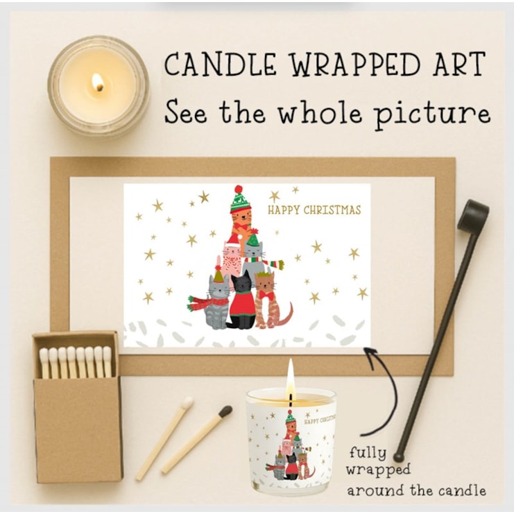 Vanilla Scented Christmas Candle - Christmas Cats Vanilla Scented Christmas Candle - Christmas Cats