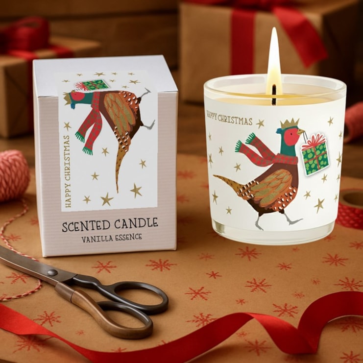 Vanilla Scented Christmas Candle - Pheasant With A Gift