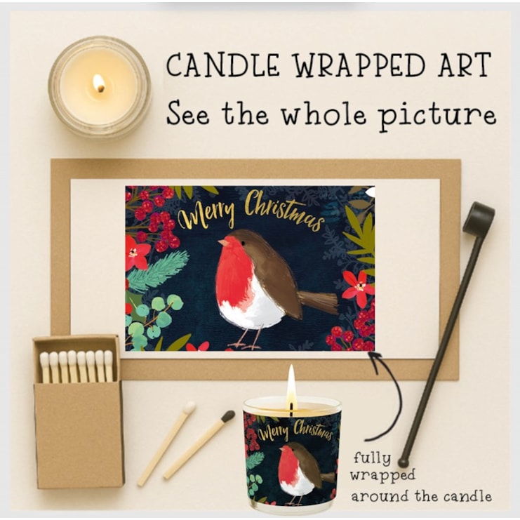 Vanilla Scented Christmas Candle - Merry Christmas Robin Vanilla Scented Christmas Candle - Merry Christmas Robin