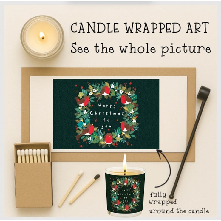 Vanilla Scented Christmas Candle - Robins On A Wreath