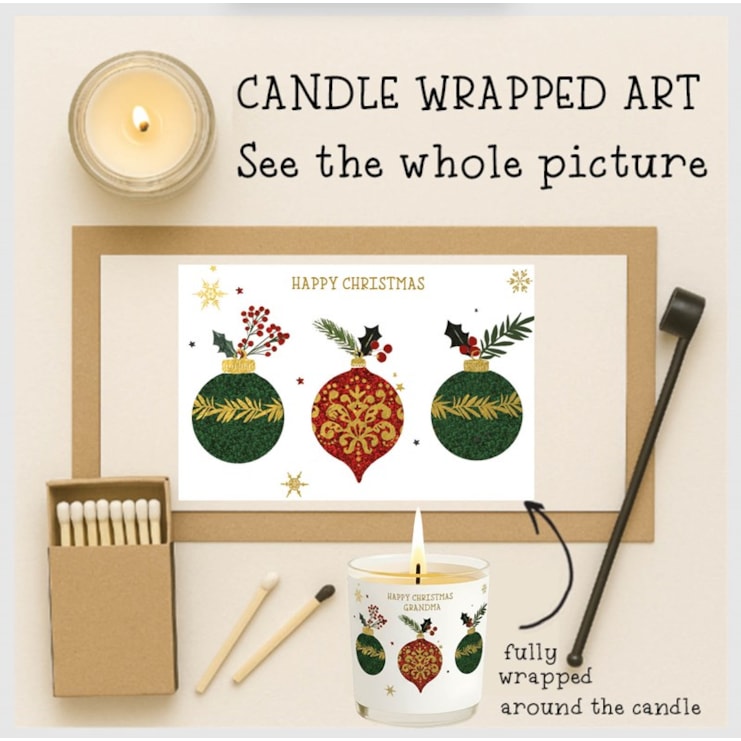 Vanilla Scented Christmas Candle - Grandma Christmas Baubles Vanilla Scented Christmas Candle - Grandma Christmas Baubles