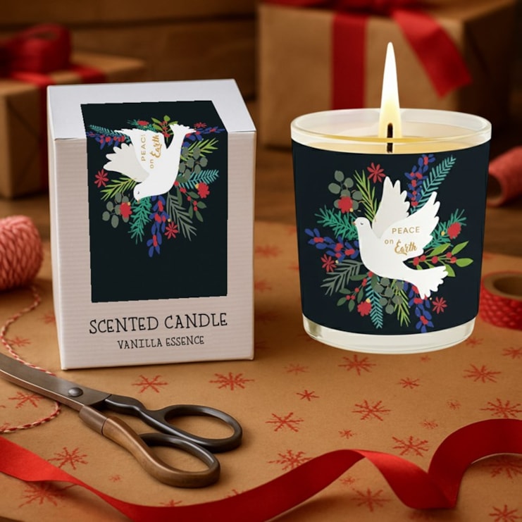 Vanilla Scented Christmas Candle - Peace On Earth Vanilla Scented Christmas Candle - Peace On Earth