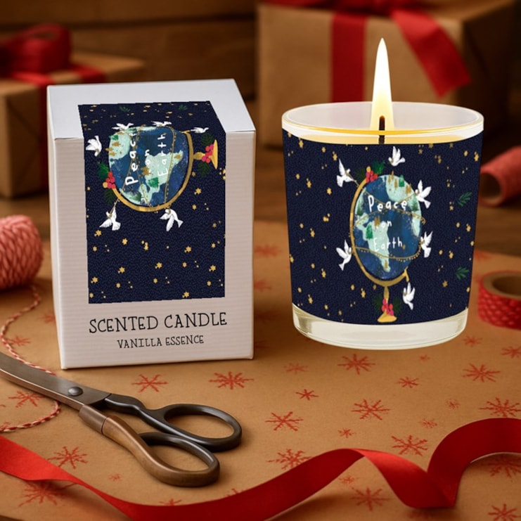 Vanilla Scented Christmas Candle - Peace On Earth