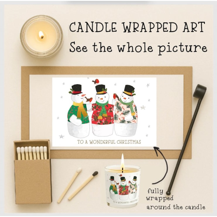 Vanilla Scented Christmas Candle - Snowmen With Robins