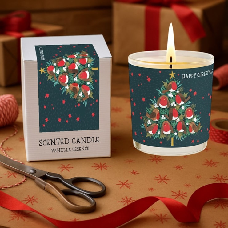 Vanilla Scented Christmas Candle - Robins In A Christmas Tree