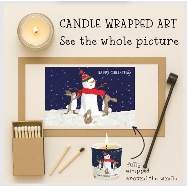 Vanilla Scented Christmas Candle - Snowman & Rabbits