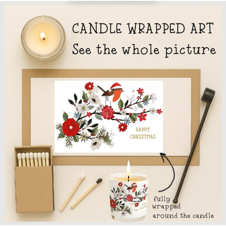 Vanilla Scented Christmas Candle - Robin On A Branch