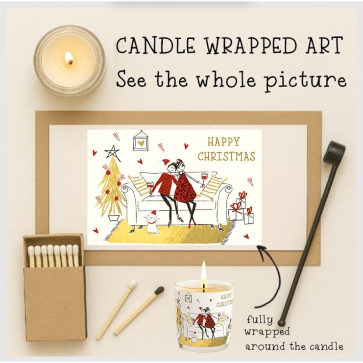 Vanilla Scented Christmas Candle - Couple On The Couch