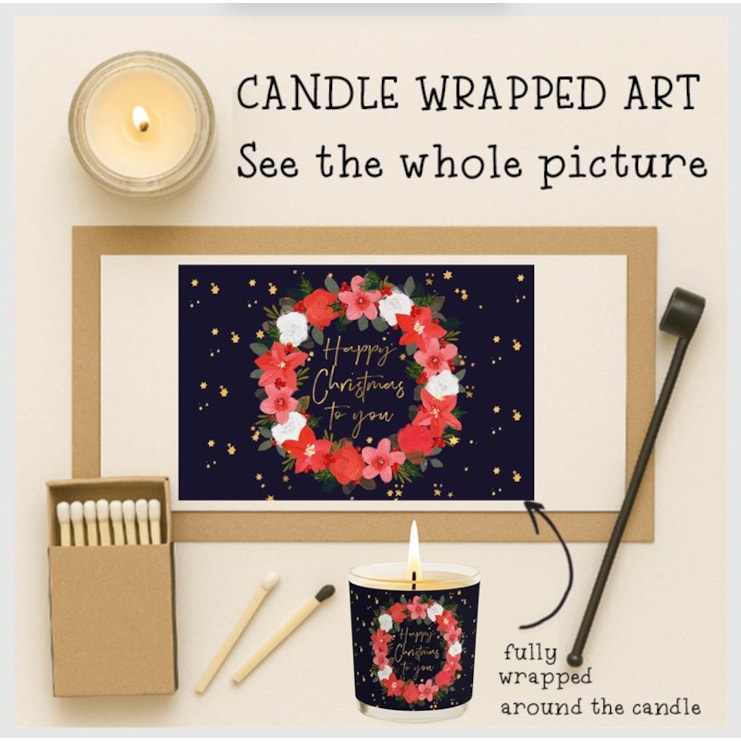 Vanilla Scented Christmas Candle - Christmas Wreath