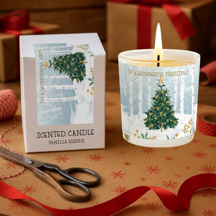 Vanilla Scented Christmas Candle - Christmas Tree In A Snowy Woodland Vanilla Scented Christmas Candle - Christmas Tree In A Snowy Woodland