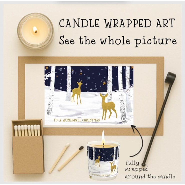 Vanilla Scented Christmas Candle - Deer In A Snowy Woodland