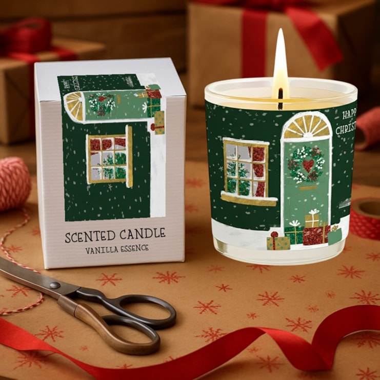 Vanilla Scented Christmas Candle - Snowy Front Door