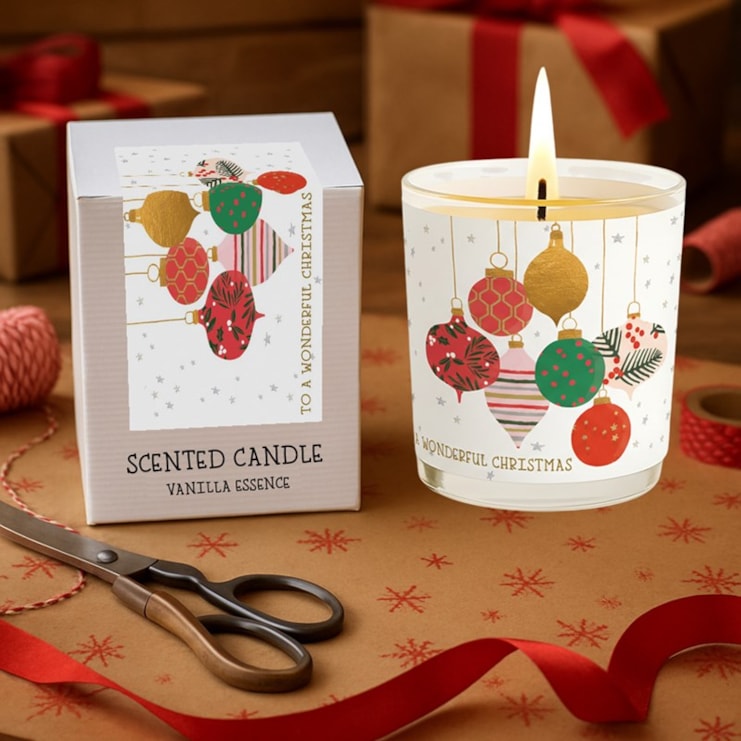 Vanilla Scented Christmas Candle - Christmas Baubles