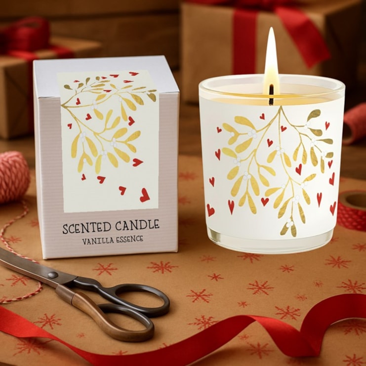 Vanilla Scented Christmas Candle - Gold Mistletoe Vanilla Scented Christmas Candle - Gold Mistletoe