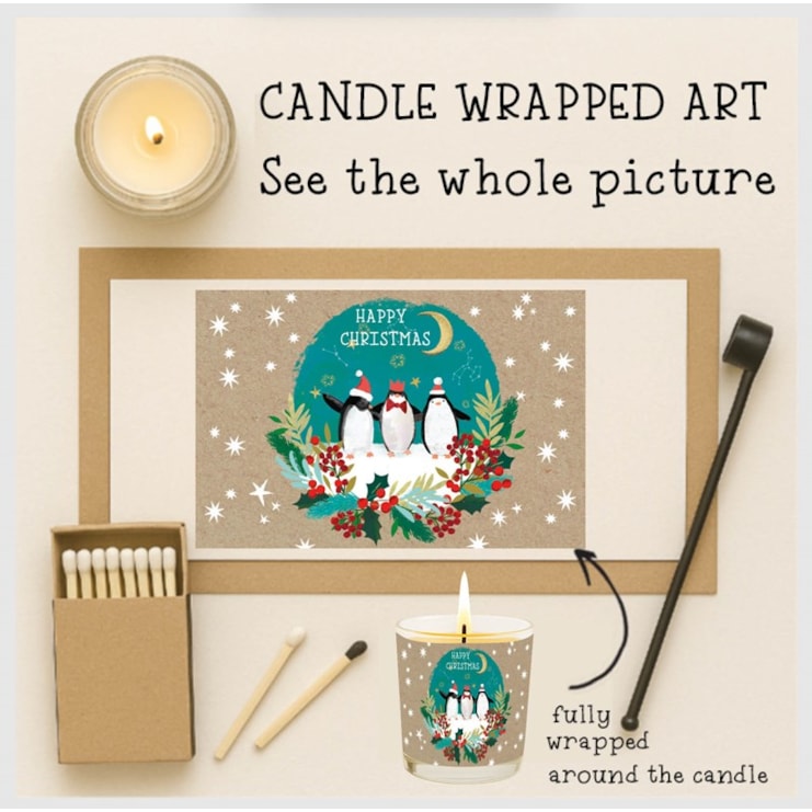 Vanilla Scented Christmas Candle - Christmas Penguins