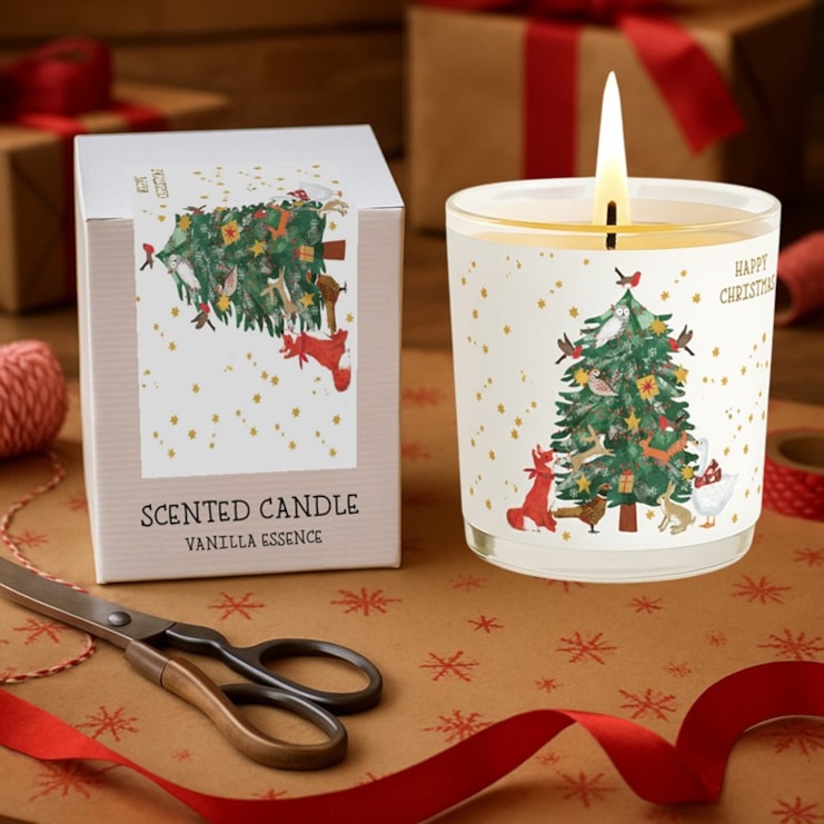 Vanilla Scented Christmas Candle - Animals Around The Tree