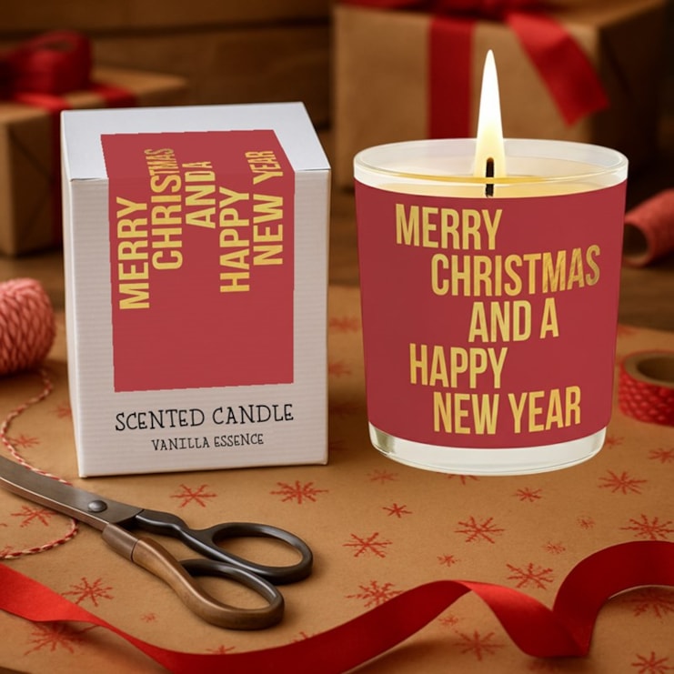 Vanilla Scented Christmas Candle - Merry Christmas And A Happy New Year