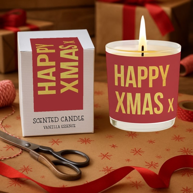 Vanilla Scented Christmas Candle - Happy Xmas