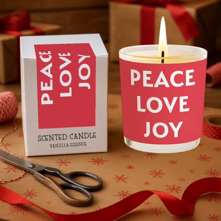 Vanilla Scented Christmas Candle - Peace Love Joy Vanilla Scented Christmas Candle - Peace Love Joy