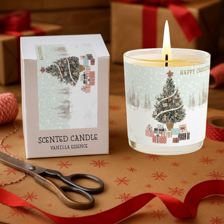 Vanilla Scented Christmas Candle - Snowy Christmas Tree