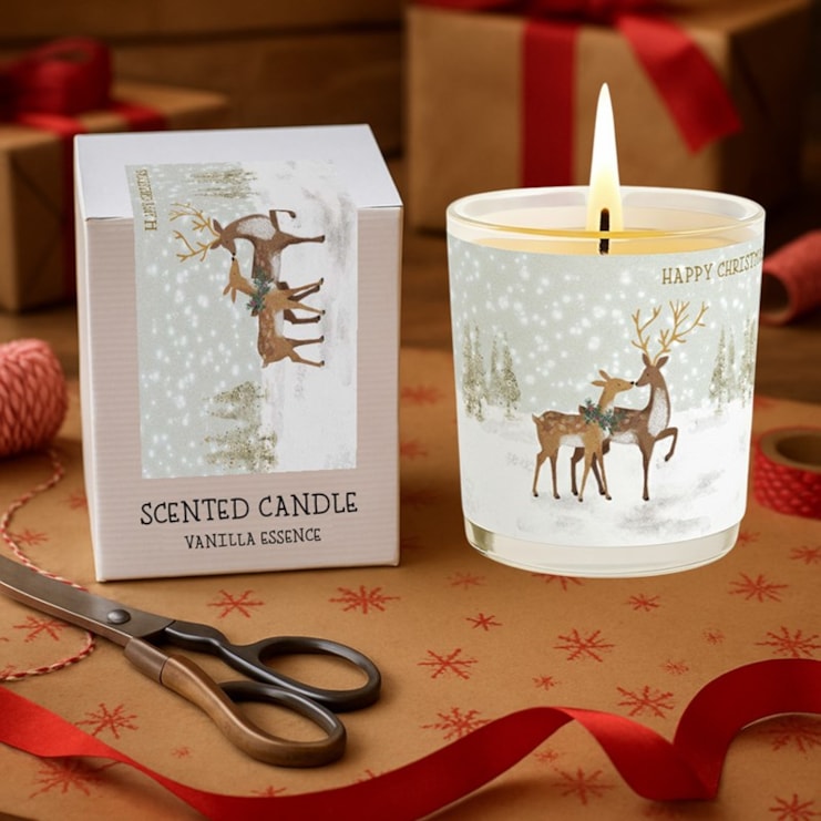 Vanilla Scented Christmas Candle - Deer In The Snow Vanilla Scented Christmas Candle - Deer In The Snow