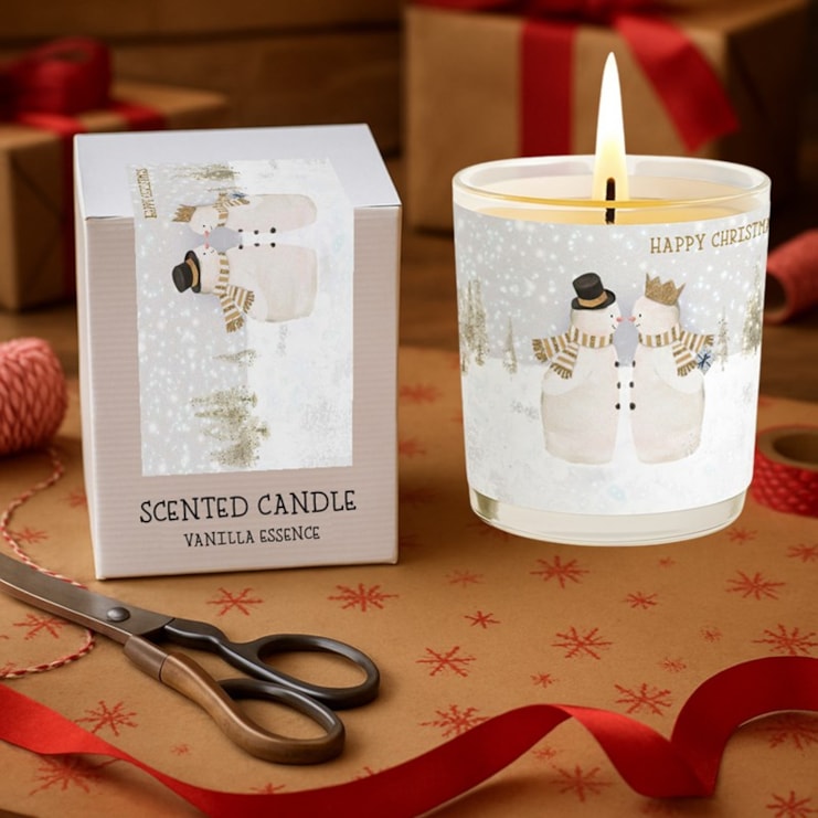 Vanilla Scented Christmas Candle - Two Snowmen Vanilla Scented Christmas Candle - Two Snowmen