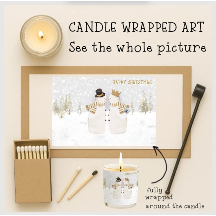 Vanilla Scented Christmas Candle - Two Snowmen