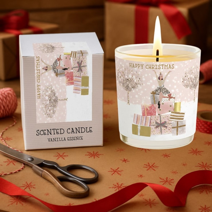 Vanilla Scented Christmas Candle - Stacks Of Christmas Presents Vanilla Scented Christmas Candle - Stacks Of Christmas Presents