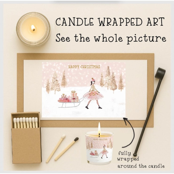 Vanilla Scented Christmas Candle - Girl With Sleigh Of Gifts Vanilla Scented Christmas Candle - Girl With Sleigh Of Gifts