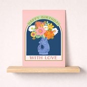 Birthday Card - Fish Jug With Flowers Birthday Card - Fish Jug With Flowers