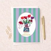 Birthday Card - Birthday Vase Of Flowers